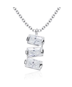 Three Crystal Shaped Silver Necklace SPE-5246